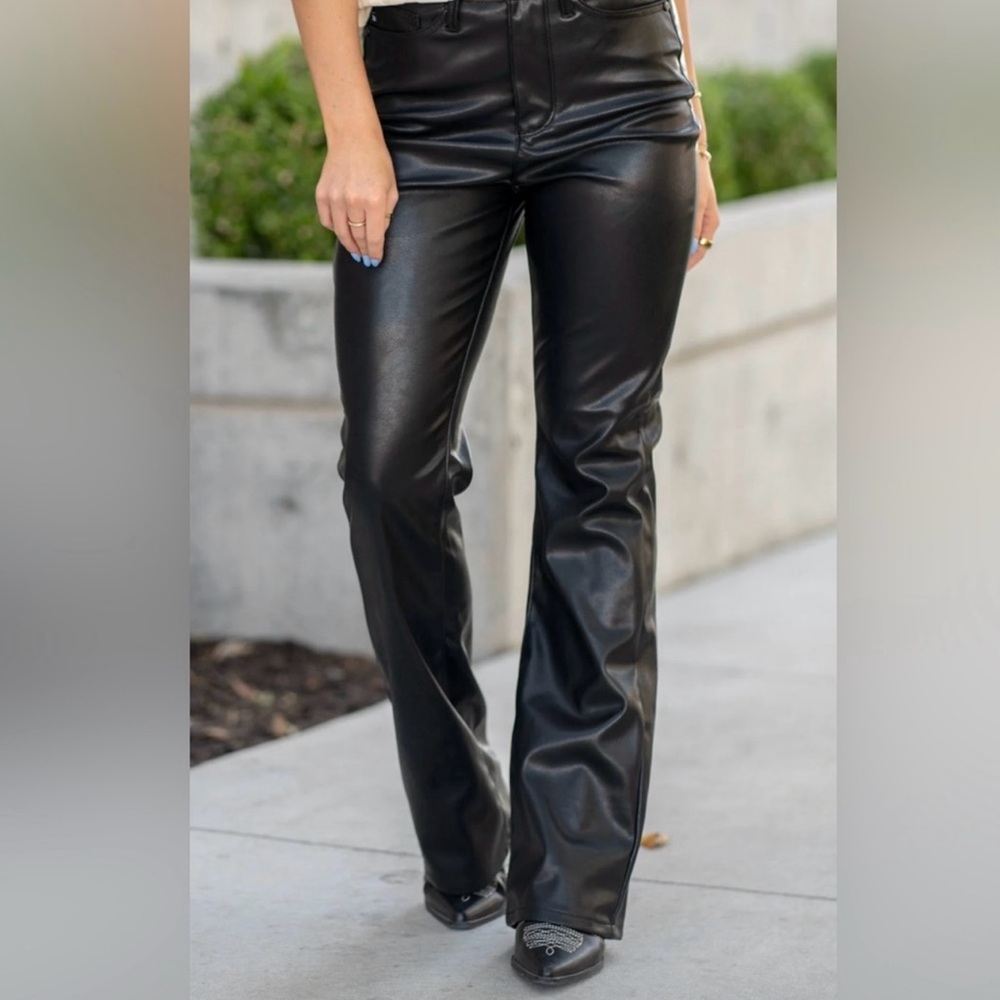 NWT Judy Blue Leather Tummy Control Boot Cut Pants Size 27